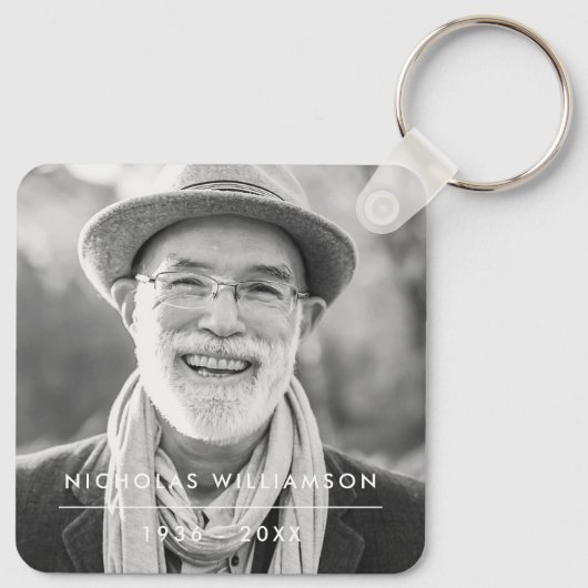 Moderne Eenvoudige herinnering Aangepaste foto Sleutelhanger (Achterkant)