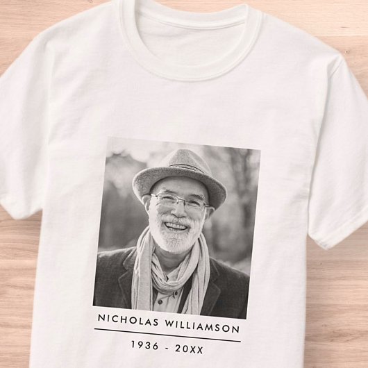 Moderne Eenvoudige herinnering Aangepaste foto T-shirt