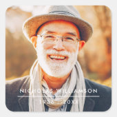 Moderne Eenvoudige herinnering Aangepaste foto Vierkante Sticker (Voorkant)