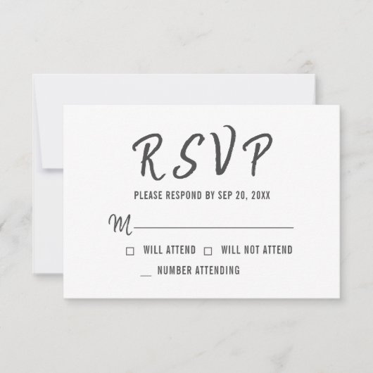 Moderne eenvoudige herinneringsreactie RSVP kaartje (Voorkant)