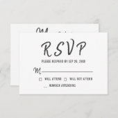 Moderne eenvoudige herinneringsreactie RSVP kaartje (Voorkant / Achterkant)