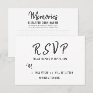 Moderne eenvoudige herinneringsreactie RSVP kaartje
