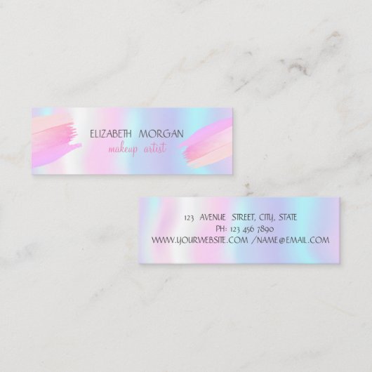 Moderne Eenvoudige holografische, Folie penseelstr Mini Visitekaartje (Voorkant / Achterkant)