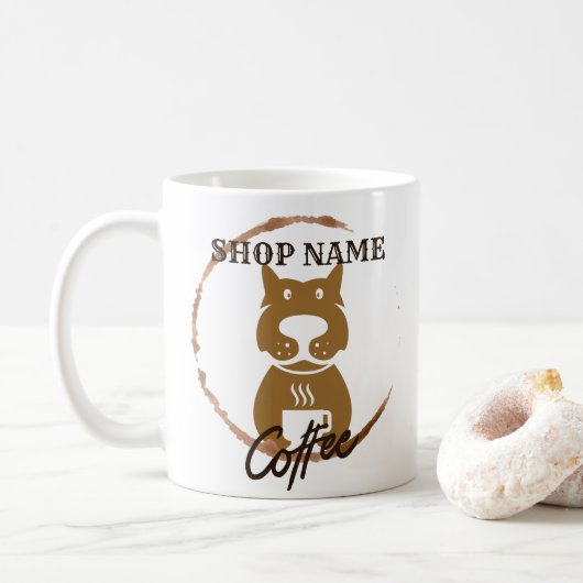 Moderne Eenvoudige Hond Cafe koffie Theewinkel Koffiemok (Met donut)