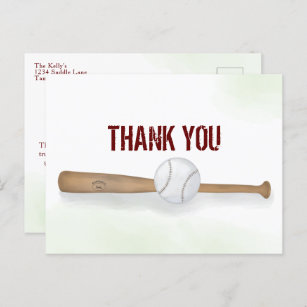 Moderne eenvoudige honkbal Dank u Waterverf Briefkaart