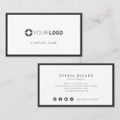 Moderne eenvoudige houtskool logo zwarte grensonde visitekaartje (Voorkant / Achterkant)
