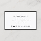 Moderne eenvoudige houtskool logo zwarte grensonde visitekaartje (Achterkant)