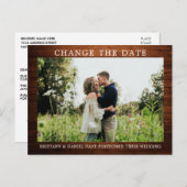 Moderne eenvoudige houtverandering de Datum Foto Briefkaart (Voorkant / Achterkant)