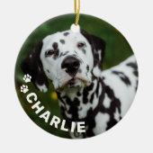 Moderne Eenvoudige Huisdier Naam en Foto Keramisch Ornament (Voorkant)