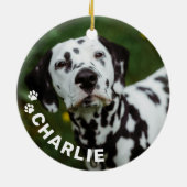 Moderne Eenvoudige Huisdier Naam en Foto Keramisch Ornament (Achterkant)