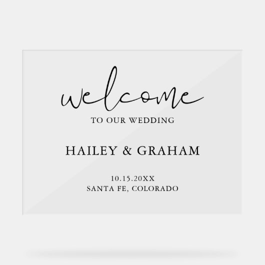 Moderne Eenvoudige Huwelijk Elegante Kalligrafie W Acryl Bord (Voorkant)