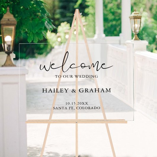 Moderne Eenvoudige Huwelijk Elegante Kalligrafie W Acryl Bord