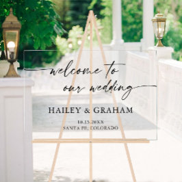 Moderne Eenvoudige Huwelijk Elegante Kalligrafie W Acryl Bord