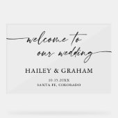 Moderne Eenvoudige Huwelijk Elegante Kalligrafie W Acryl Bord (Voorkant)