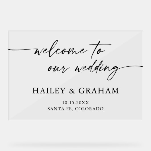 Moderne Eenvoudige Huwelijk Elegante Kalligrafie W Acryl Bord (Voorkant)