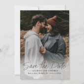 Moderne eenvoudige huwelijksfoto met script save the date (Voorkant)