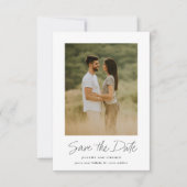 Moderne eenvoudige huwelijksfoto met script save the date (Voorkant)