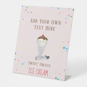 Moderne, eenvoudige Ice Cream Restaurant Roze Reclamebord Met Voetstuk