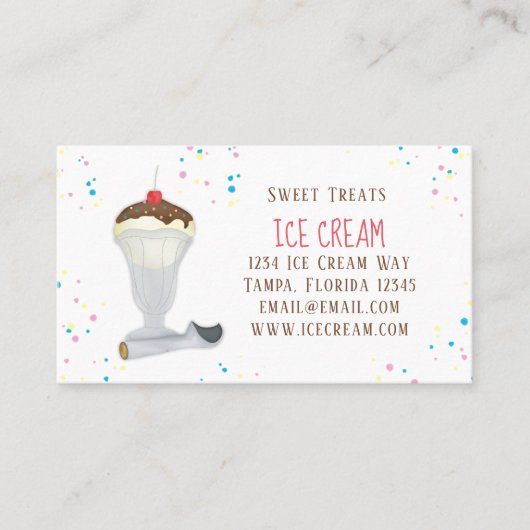 Moderne Eenvoudige Ice Cream Shop Minimalist Vanil Visitekaartje (Voorkant)