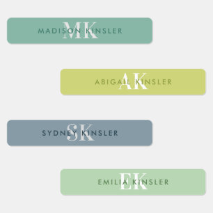Moderne, eenvoudige Initiaal Groene Blauwe Waterdi Labels