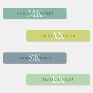 Moderne, eenvoudige Initiaal Groene Blauwe Waterdi Labels