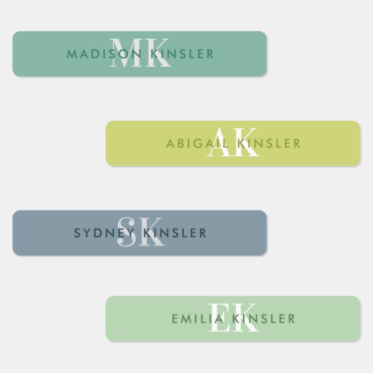 Moderne, eenvoudige Initiaal Groene Blauwe Waterdi Labels (Groep)