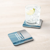 Moderne eenvoudige Initialen voor een blauwe en zi Bier Onderzetter (Rechterzijde)