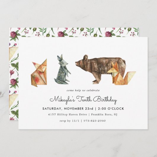 Moderne Eenvoudige Initiami Animal Invitation (Voorkant / Achterkant)