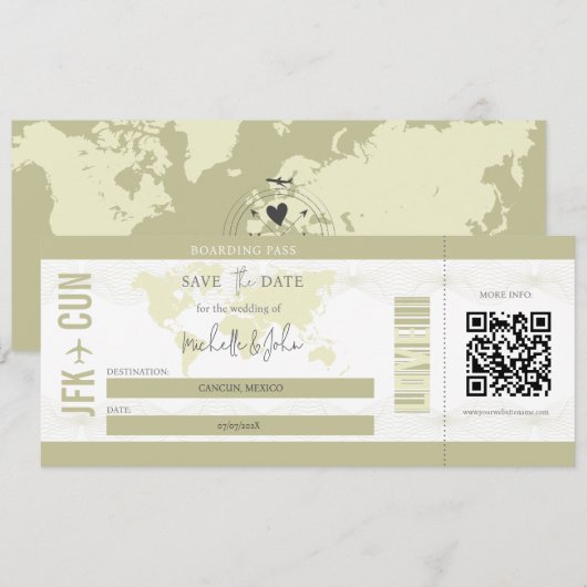 Moderne Eenvoudige Instapkaart Bestemming Trouwen Kaart (Voorkant / Achterkant)