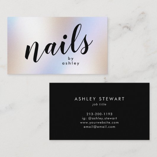 Moderne eenvoudige Iridescent Holographic Shimmer  Visitekaartje (Voorkant / Achterkant)