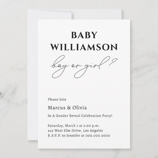 Moderne Eenvoudige Jongen Of Meisje Geslacht Onthu Kaart (Voorkant)