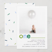 Moderne eenvoudige jongens eerste uitnodiging van  (Voorkant / Achterkant)