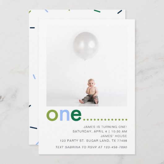 Moderne eenvoudige jongens eerste uitnodiging van (Voorkant / Achterkant)