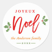 Moderne Eenvoudige Joyeux Noel Merry-kerstavour Ronde Sticker (Voorkant)