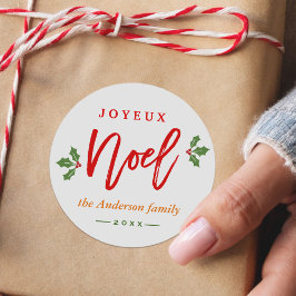 Moderne Eenvoudige Joyeux Noel Merry-kerstavour Ronde Sticker