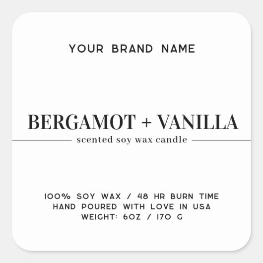 Moderne eenvoudige kaars label verpakking label (Voorkant)