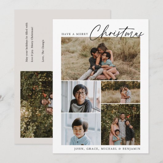 Moderne Eenvoudige Kaart voor kerstfeestdagen met  (Voorkant / Achterkant)