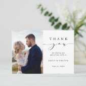 Moderne eenvoudige kalligrafie 2 foto bedankkaart (Staand voorkant)
