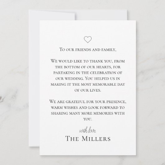 Moderne eenvoudige kalligrafie bedankkaart (Achterkant)
