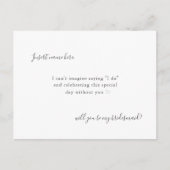 Moderne Eenvoudige Kalligrafie Bruidsmeisje Voorst Briefkaart (Voorkant)