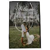 Moderne eenvoudige kalligrafie bruiloft welkom medium cadeauzakje (Voorkant)