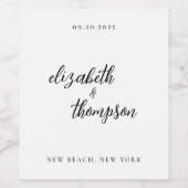 Moderne eenvoudige kalligrafie bruiloft wijn label etiket (Enkel label)