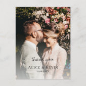 Moderne eenvoudige kalligrafie Foto bruiloft Bedan Briefkaart (Voorkant)