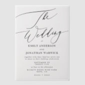 Moderne Eenvoudige Kalligrafie Huwelijk Zwart Vellum Uitnodigingen (Voorkant)