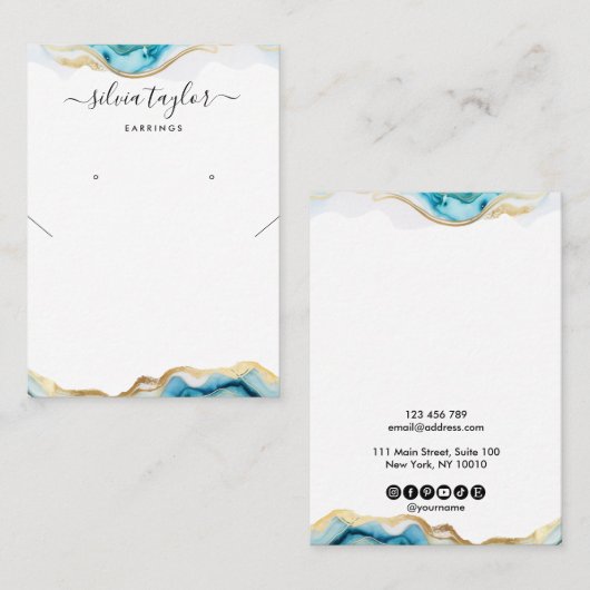 Moderne eenvoudige kalligrafie kunst Earring Ketti Visitekaartje (Voorkant / Achterkant)