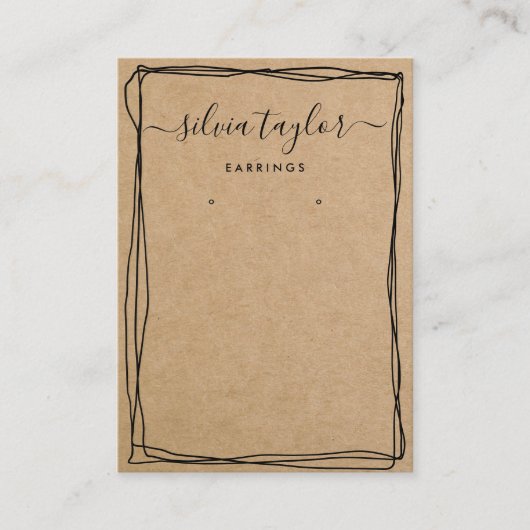 Moderne Eenvoudige Kalligrafie Oorbel display kaar Visitekaartje (Voorkant)