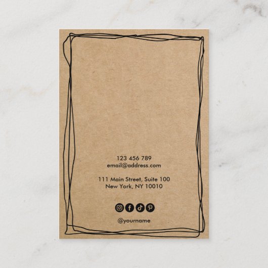 Moderne Eenvoudige Kalligrafie Oorbel display kaar Visitekaartje (Achterkant)