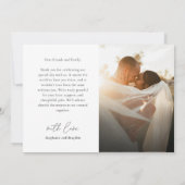 Moderne Eenvoudige Kalligrafie Script Fotobruiloft Bedankkaart (Achterkant)