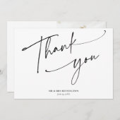 Moderne Eenvoudige Kalligrafie Script Fotobruiloft Bedankkaart (Voorkant / Achterkant)