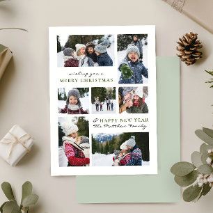 Moderne Eenvoudige Kerst Familie Zeven Foto Collag Feestdagenkaart